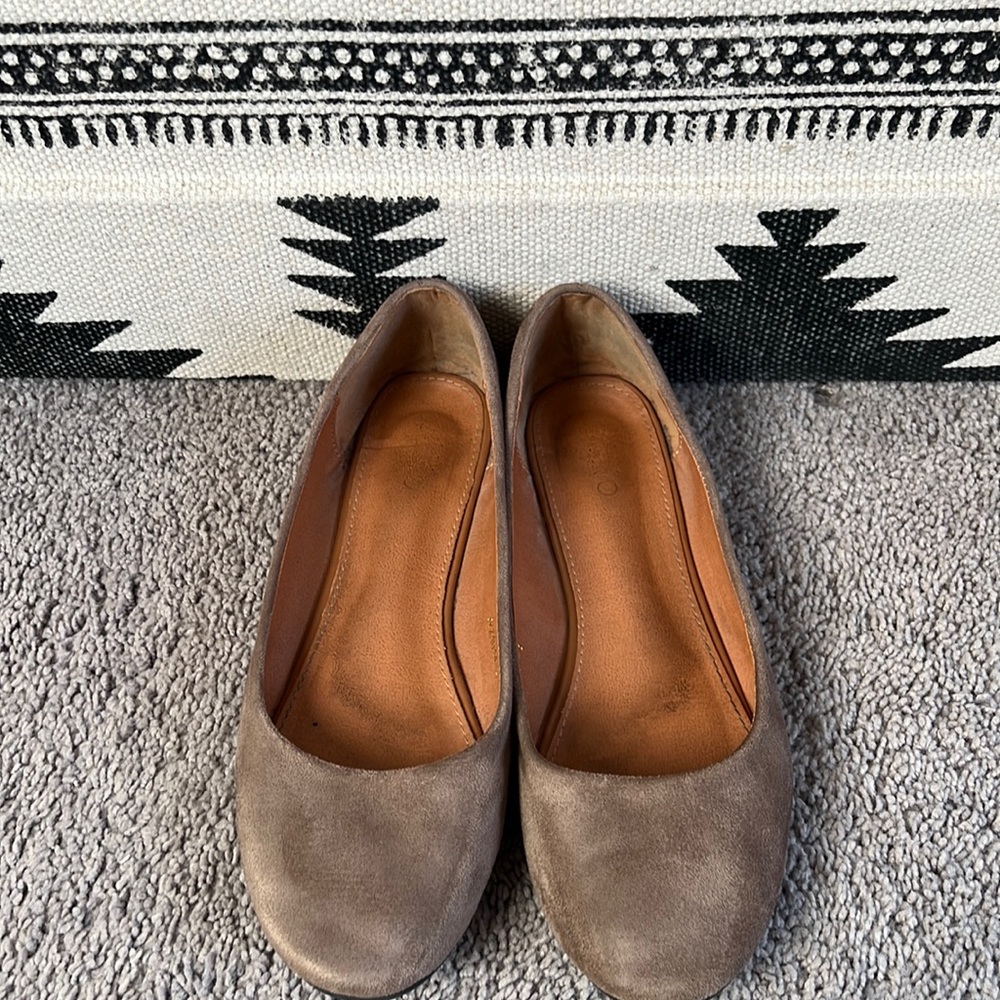 Taupe Suede OLLIO Ballet Flats